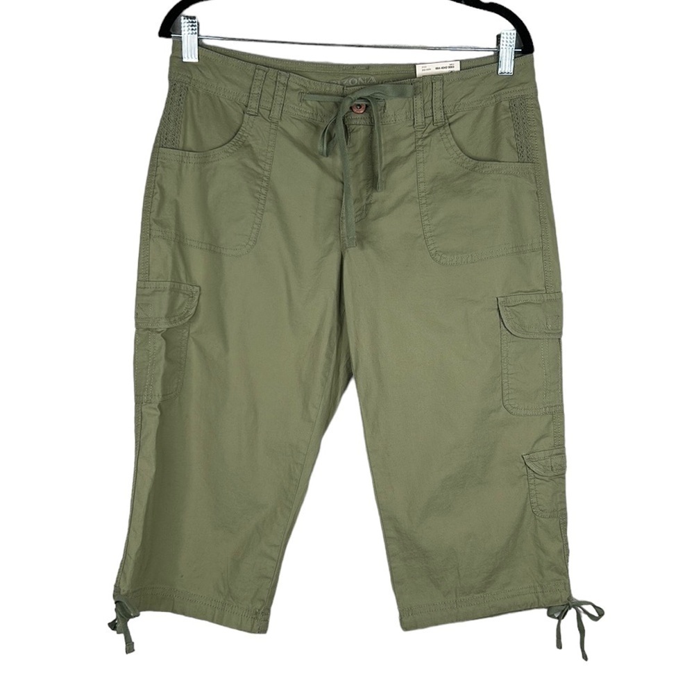 Arizona Jeans Fern Green Low Rise Drawstring Cropped Shorts Size 11 New!